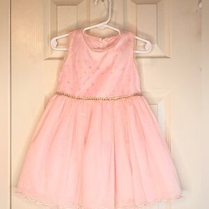Girls Pink Beaded Waist Party Dress